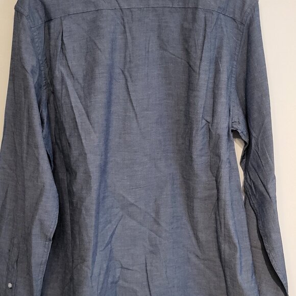 Mens Classic Fit Medium 38-40 Blue Long Sleeve Poplin Button George Shirt NWoT - Picture 3 of 4